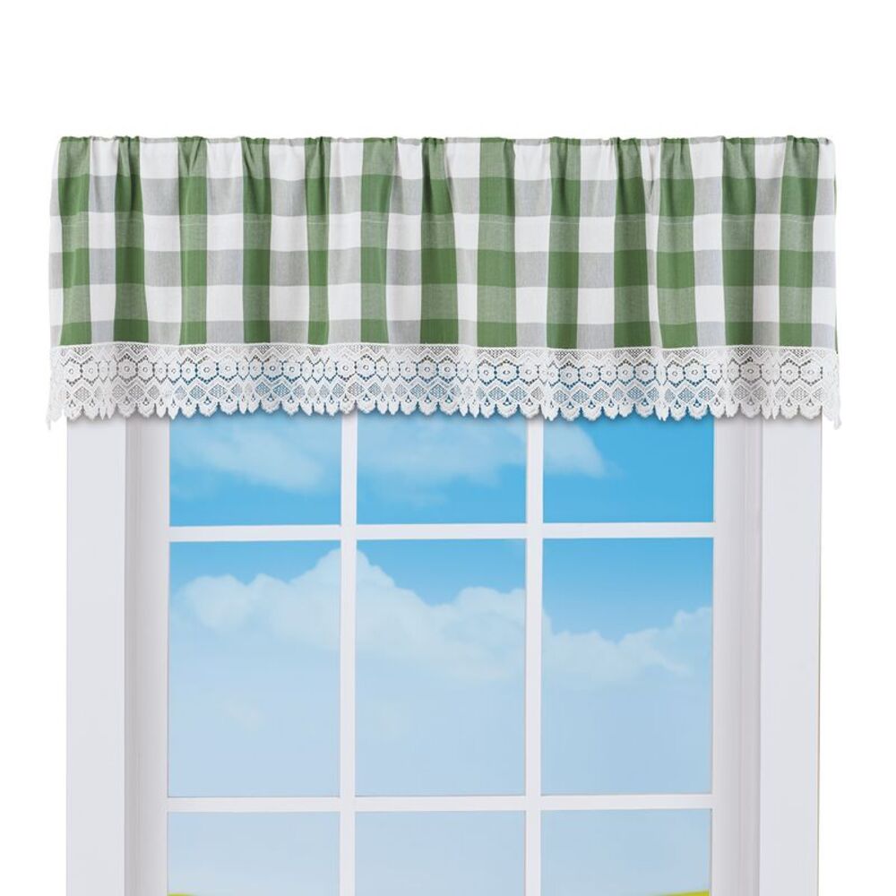 Collections Etc Buffalo Check Plaid Rod Pocket Top Window Valance
